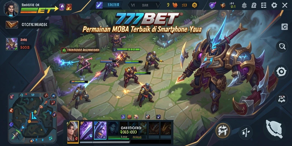 Gameplay seru di arena pertempuran MOBA 777BET.