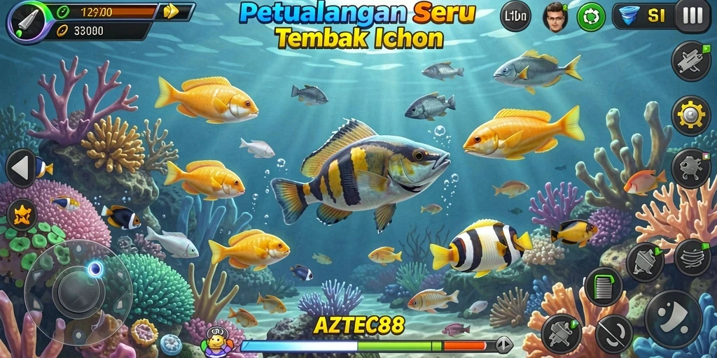 Gameplay seru menembak ikan di AZTEC88.
