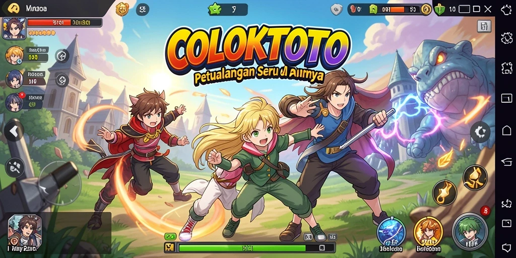 Tampilan gameplay COLOKTOTO dengan karakter Anime yang dinamis.