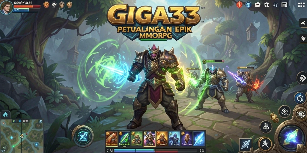 Screenshot GIGA33 menampilkan pertempuran epik dengan karakter yang dinamis.