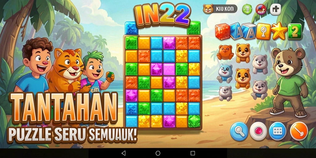 Screenshot utama IN22 menampilkan gameplay menarik Puzzle yang penuh tantangan.