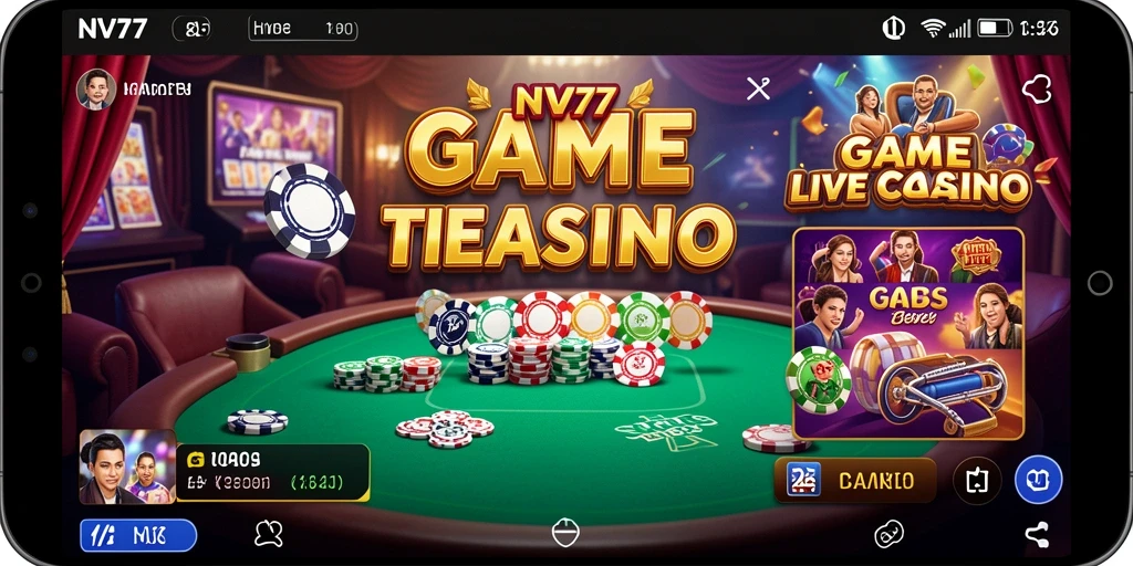 Screenshot gameplay NV77 menampilkan suasana Live Casino yang nyata.