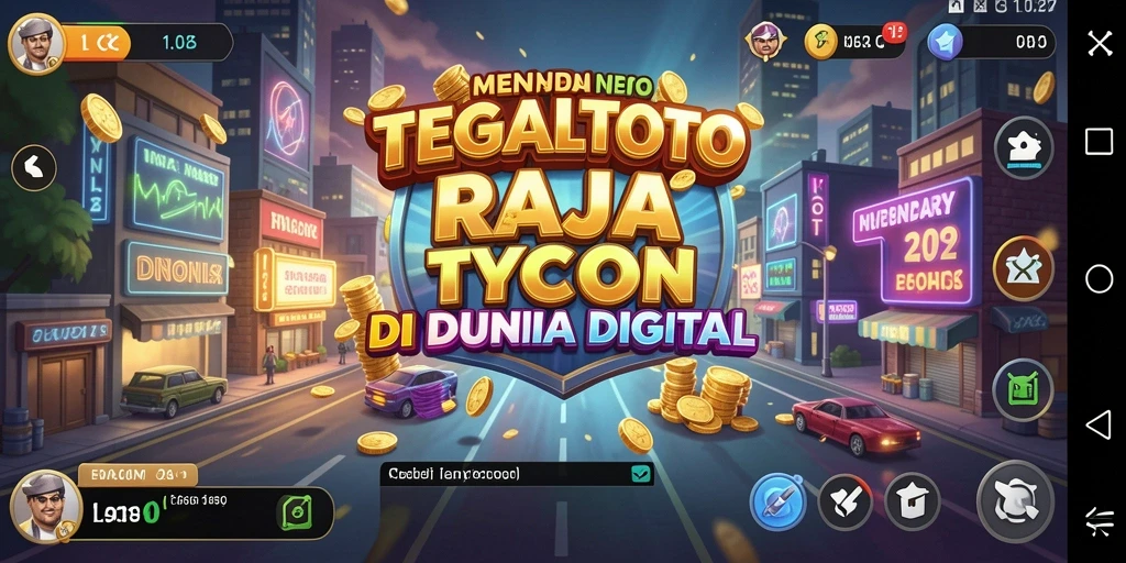 Tampilan gameplay TEGALTOTO yang menggambarkan keseruan membangun bisnis.