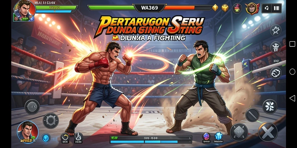 Screenshot permainan WA369 menunjukkan pertarungan seru antar karakter.
